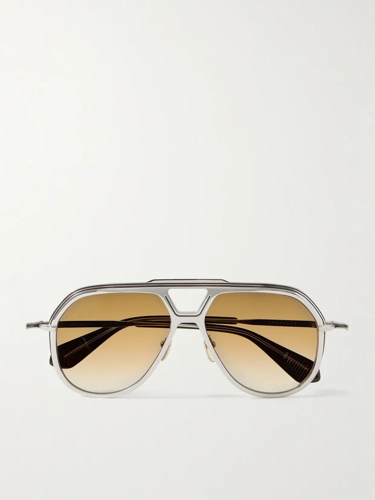 Lockheed aviator-style titanium and acetate sunglasses