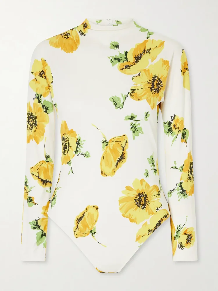 floral print jersey bodysuit