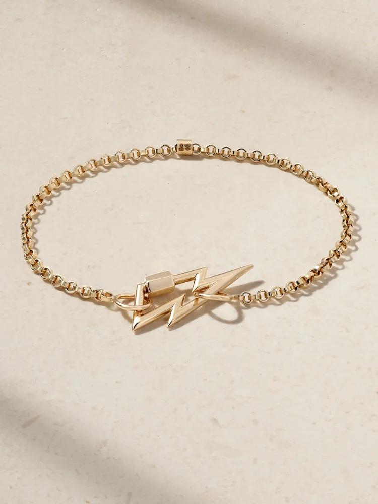 Bolt Lock + Rolo Chain 14-karat gold bracelet