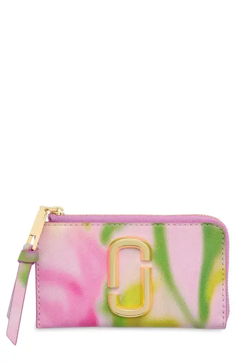 The Blurred Floral Top Zip Multi Wallet (Pink)