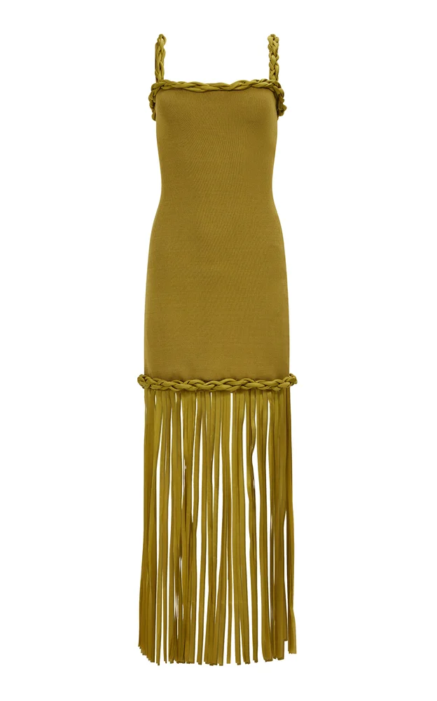 Ribiona Fringed Knit Midi Dress