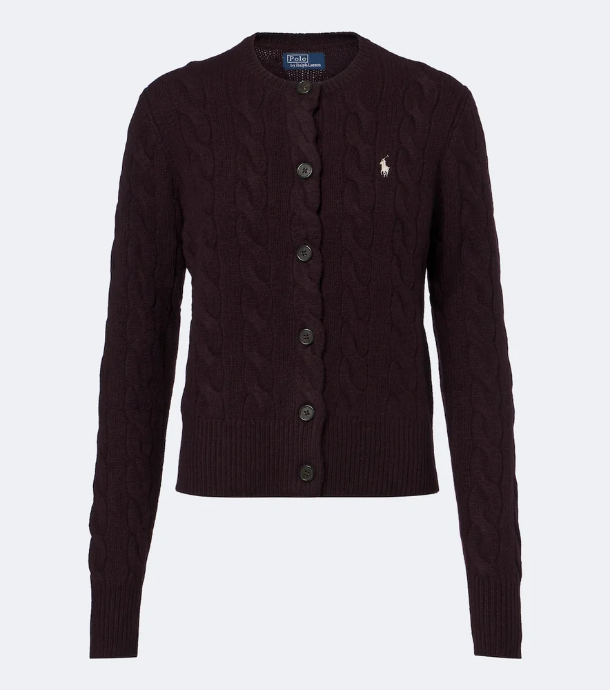 Cable-knit wool and cashmere cardigan