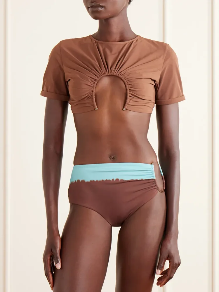 Cutout embellished bikini briefs