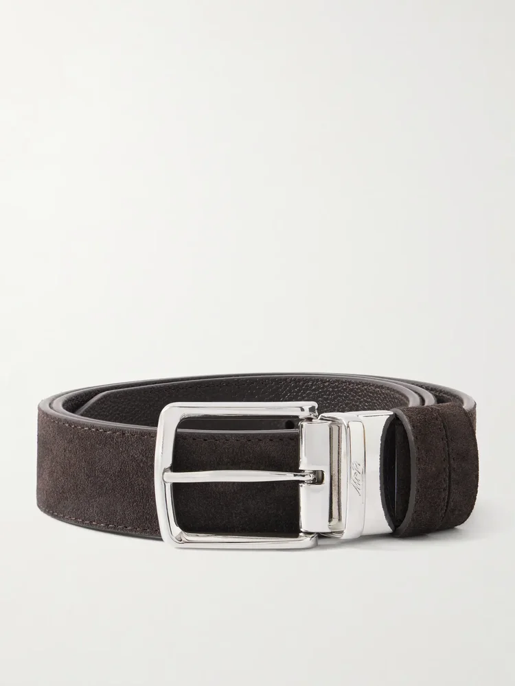 3.5cm Reversible Suede and Full-Grain Leather Belt