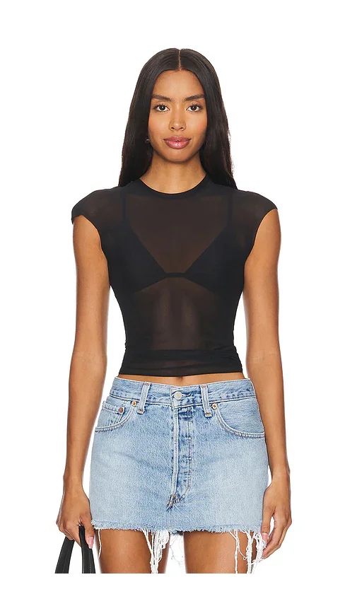 John Galt Yellow Eyelet Elena Top