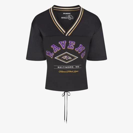 Women's Black Baltimore Ravens Lace-Back V-Neck T-Shirt
