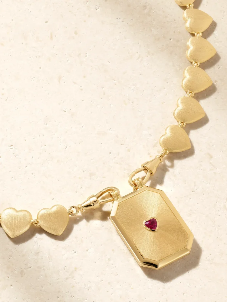 Love Scapular 18-karat gold and ruby necklace