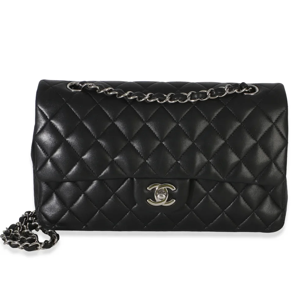 Chanel Black Quilted Lambskin Medium Classic Double Flap Bag