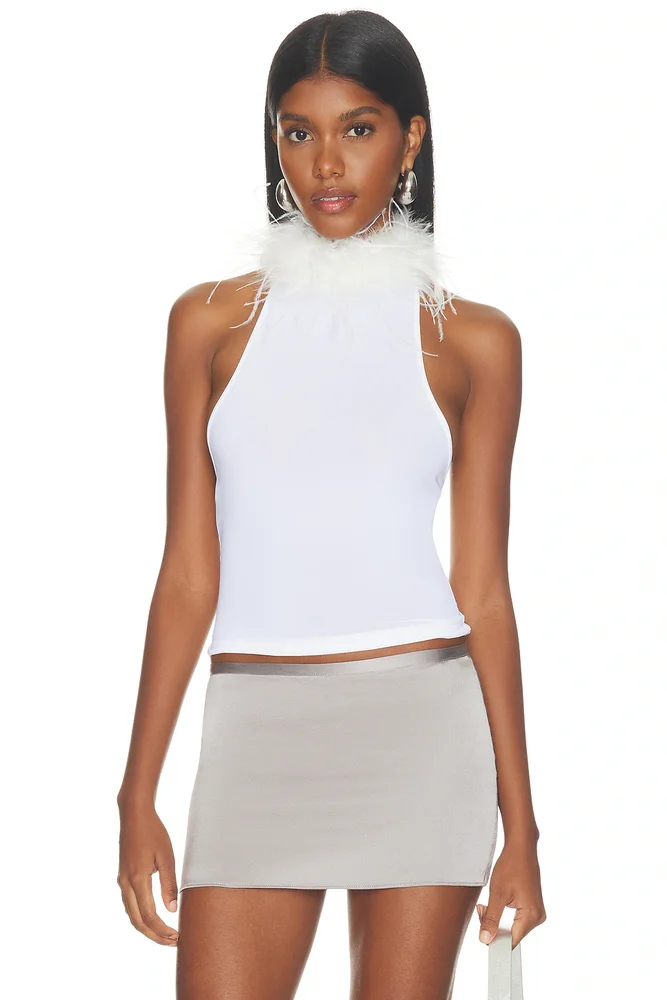 White Feather Choker Tank