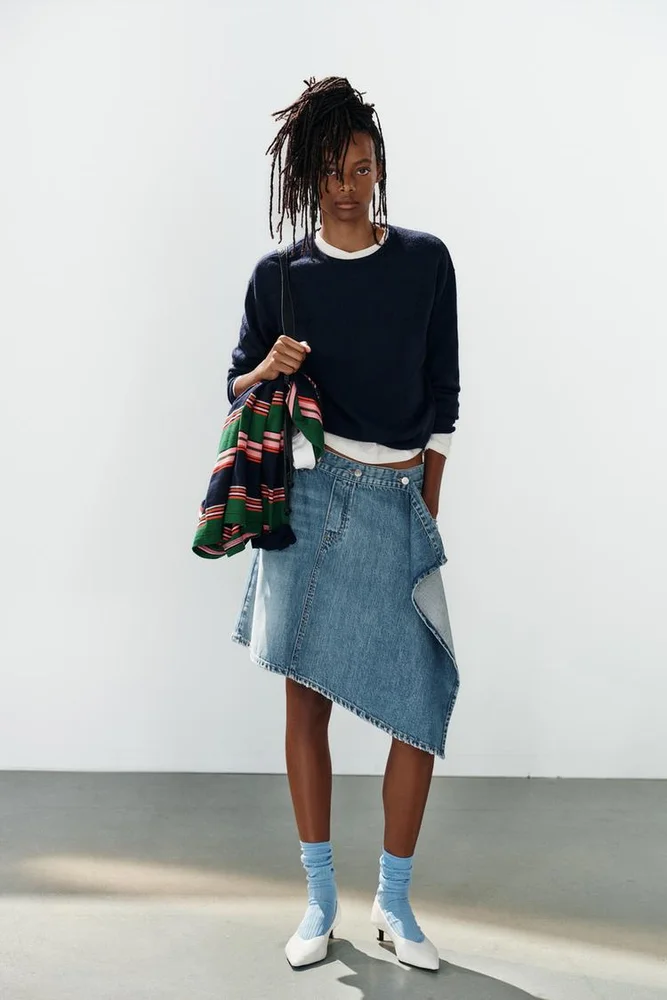TRF ASYMMETRIC DENIM SKIRT