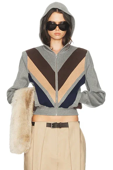 Keeghan Color Block Knit Zip Hoodie