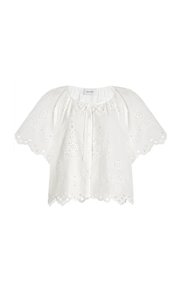 Broderie Anglaise Cotton Blouse