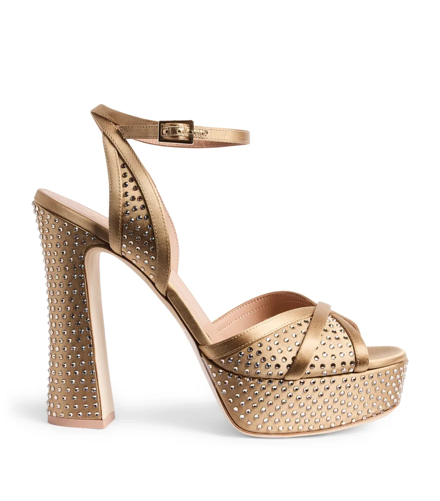Satin Embellished Sylvie Platform Sandals 125