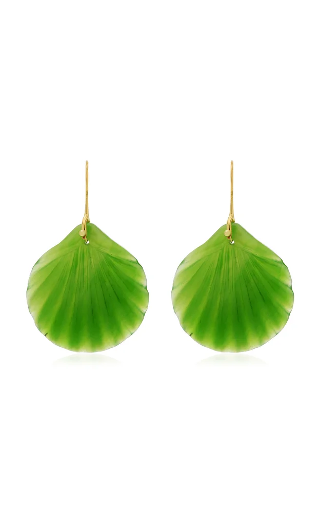 Fan 18K Yellow Gold Jade Earrings