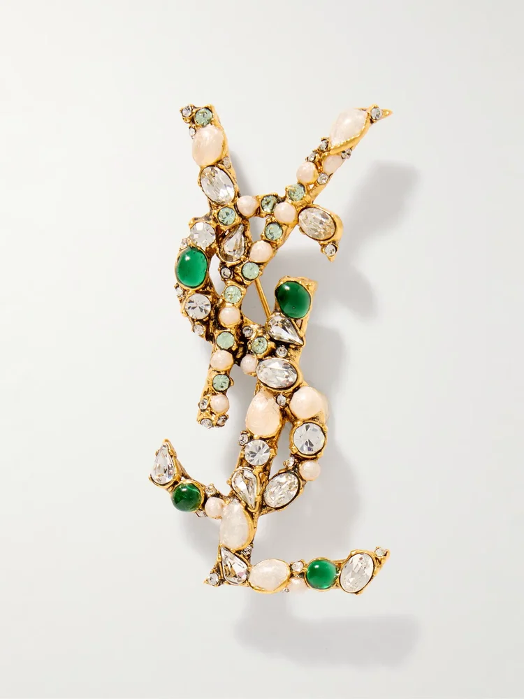 Cassandre embellished gold-tone brooch