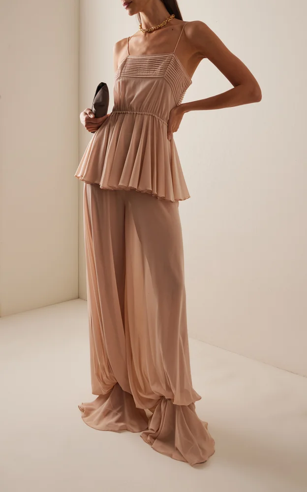 Ceres Ruffled Silk Wide-Leg Pants