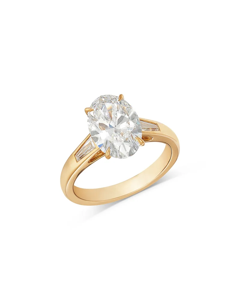 Luxe Collection Certified Lab Grown Diamond Oval & Baguette Engagement Ring in 14K Yellow Gold, 3.25 tcw