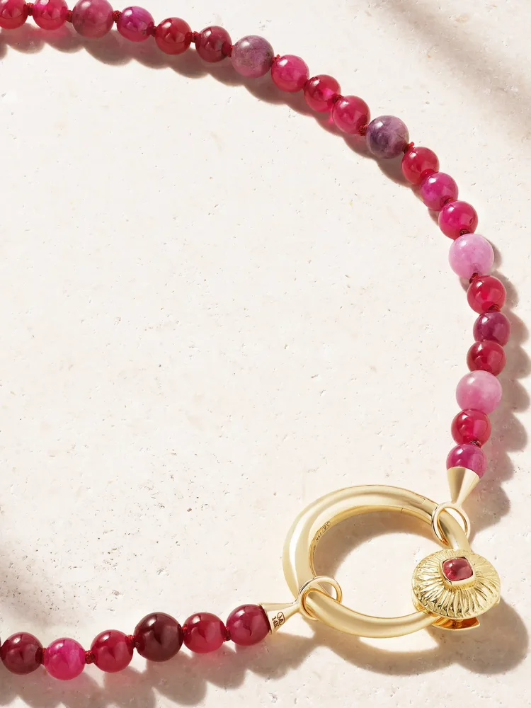 Flower Musgrave Lock 14-karat gold, ruby and spinel necklace