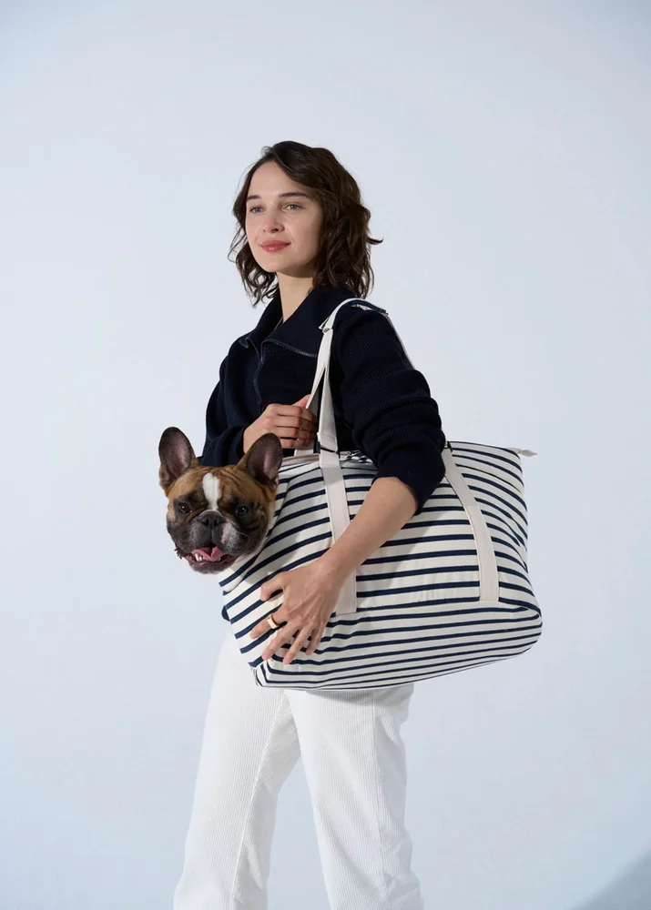PARISIAN PUP Travel Bag (ECRU / NAVY)