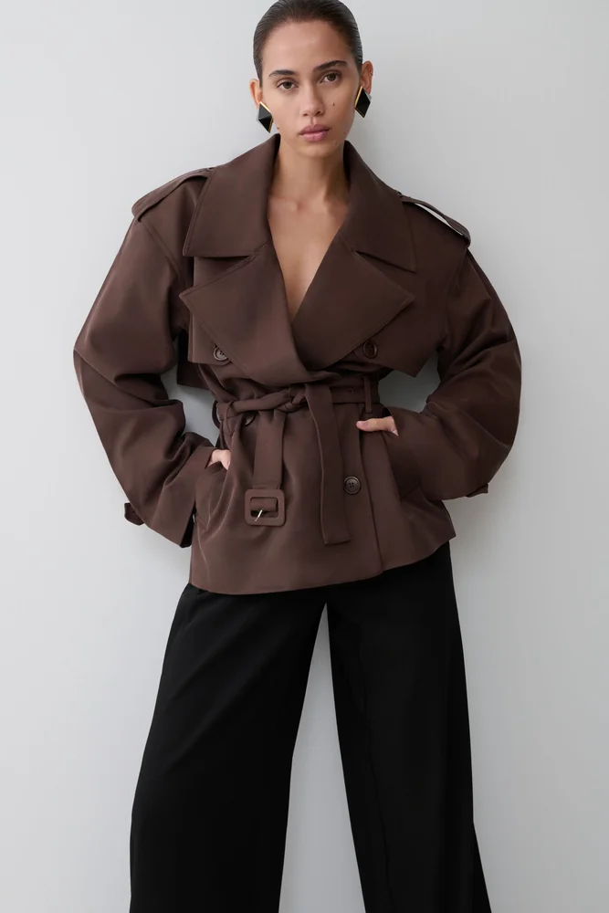 Alden Short Trench Jacket - Chocolate