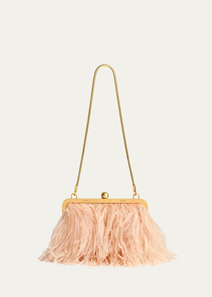 Lilith Feather Satin Evening Shoulder Bag