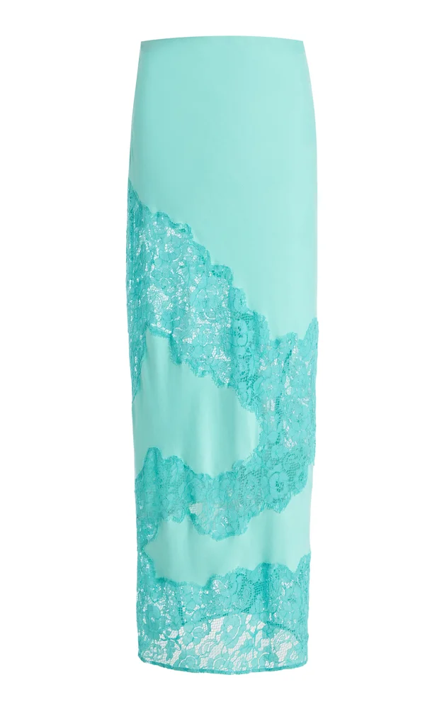 Exclusive Keepsake Lace-Inset Satin Maxi Skirt