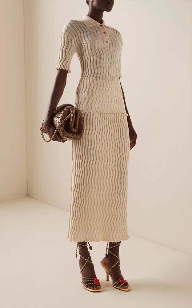 Ribbed Wool Midi Skirt