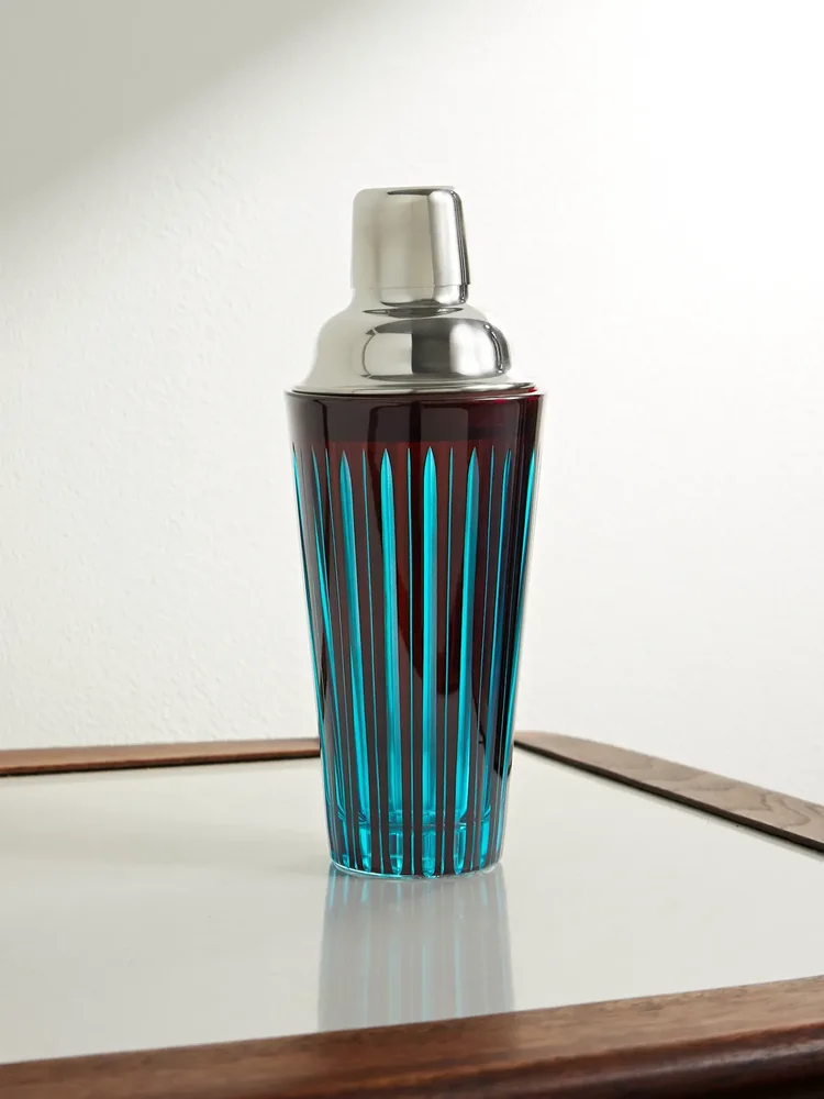 Prism Glass and Silver-Tone Cocktail Shaker