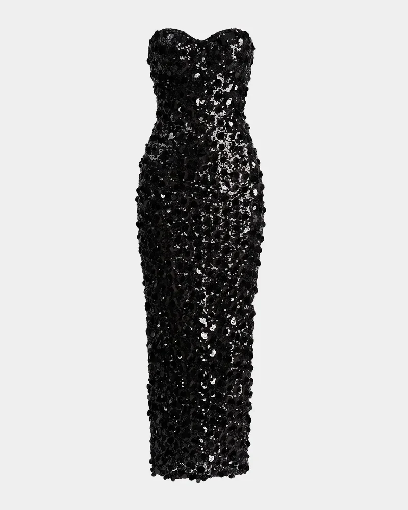 Tia Sequined Strapless Midi Dress