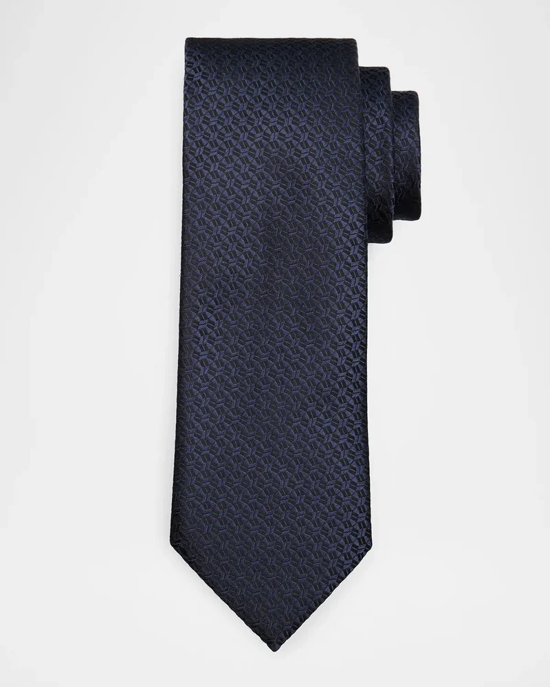 Men's Tonal Geometric Jacquard Silk Tie