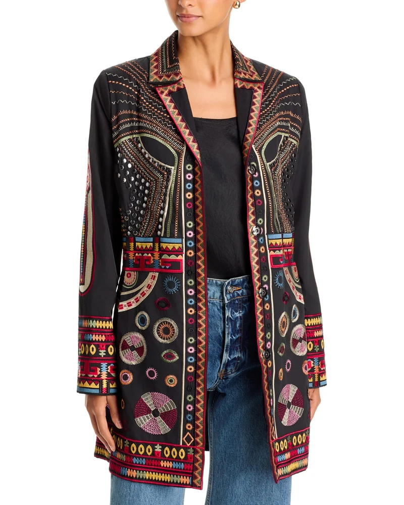 Ravenna Embroidered Long Blazer