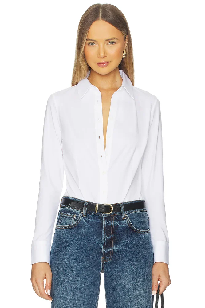 Cotton Stretch Button Down Bodysuit