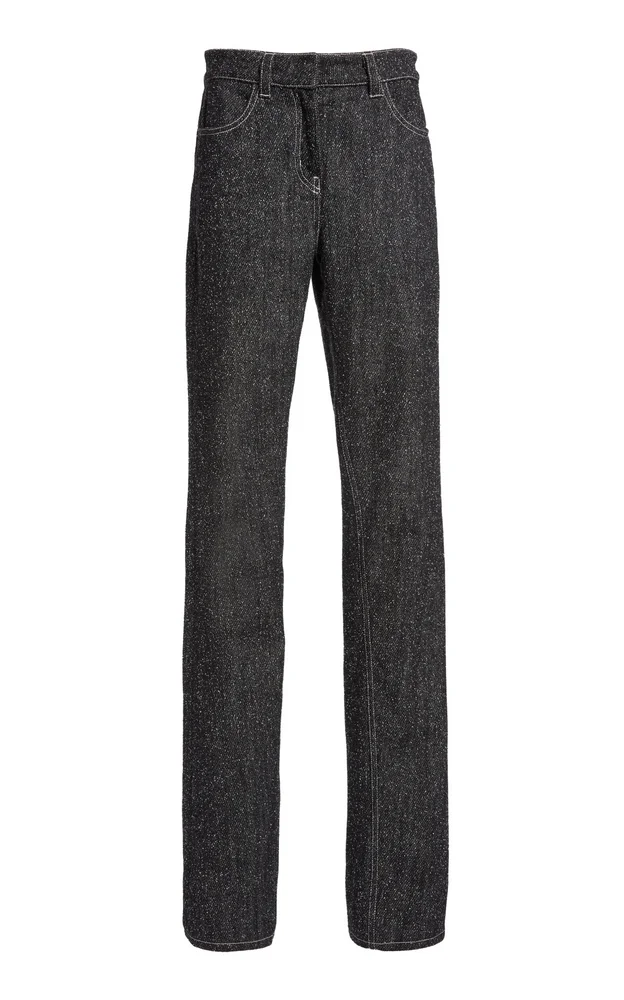 Snap Denim Tweed Straight-Leg Jeans