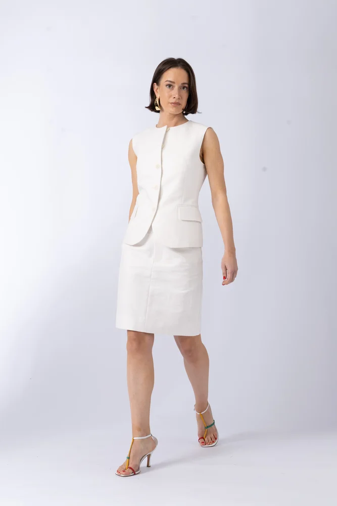 Sloten Skirt - Classic pencil skirt in white