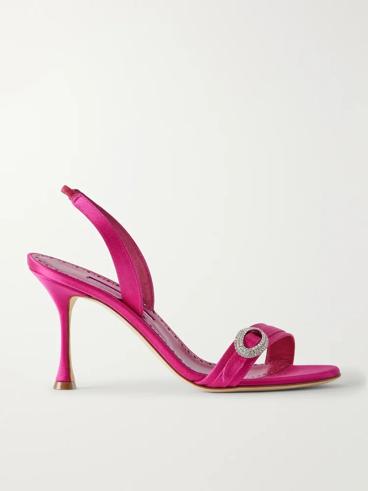 zutosan 90 crystal embellished slingback satin sandals