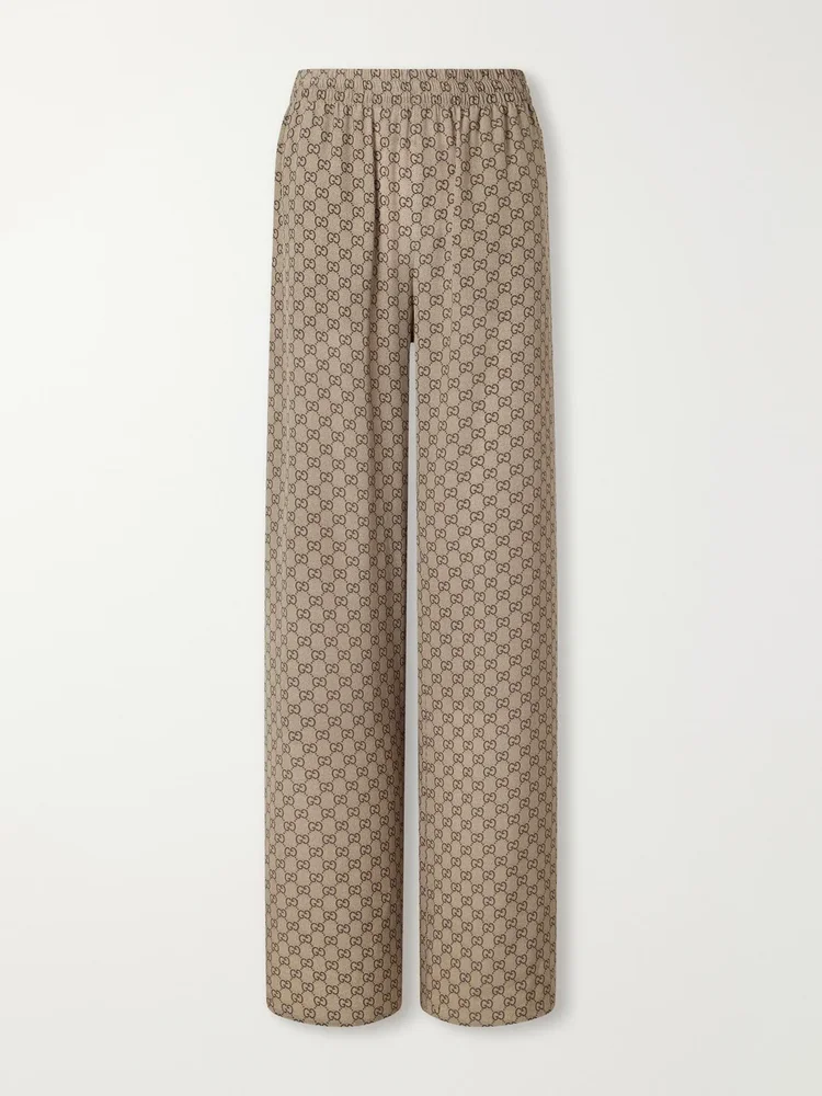 GG Supreme printed silk wide-leg pants