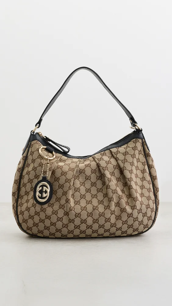 Gucci Black Canvas Sukey Hobo Shoulder Bag