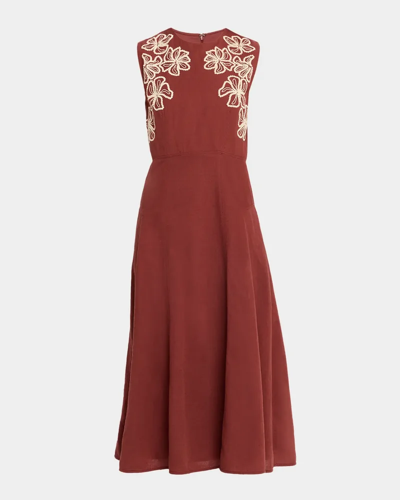 Sloane Embroidered Midi Dress