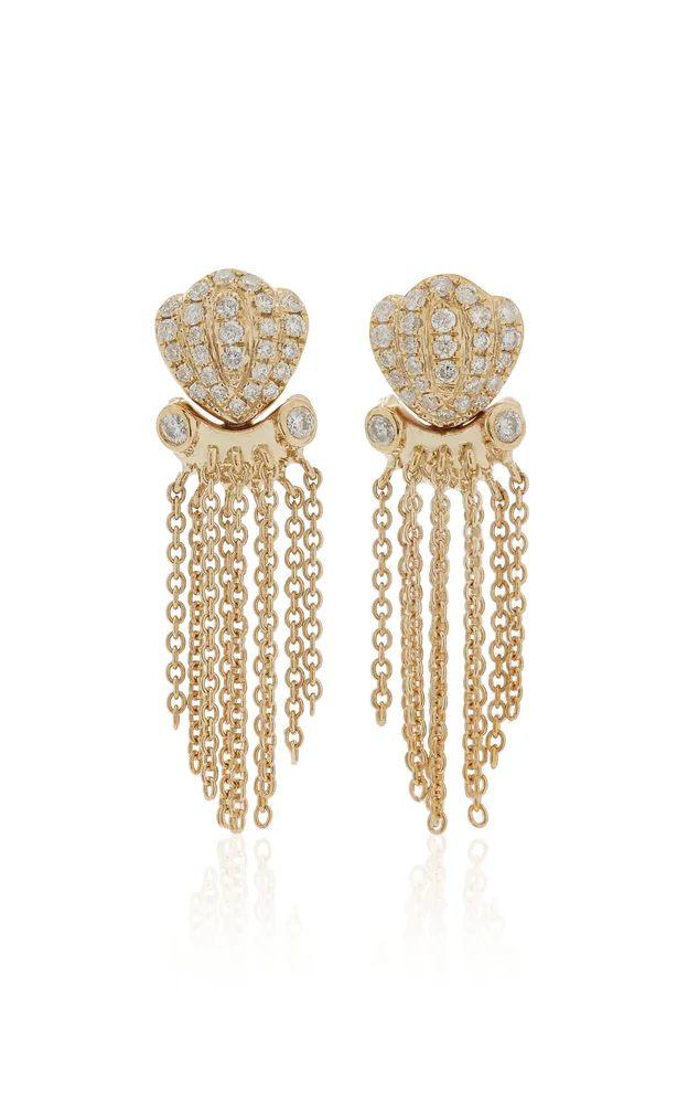 Octupus 9K Yellow Gold Diamond Earrings