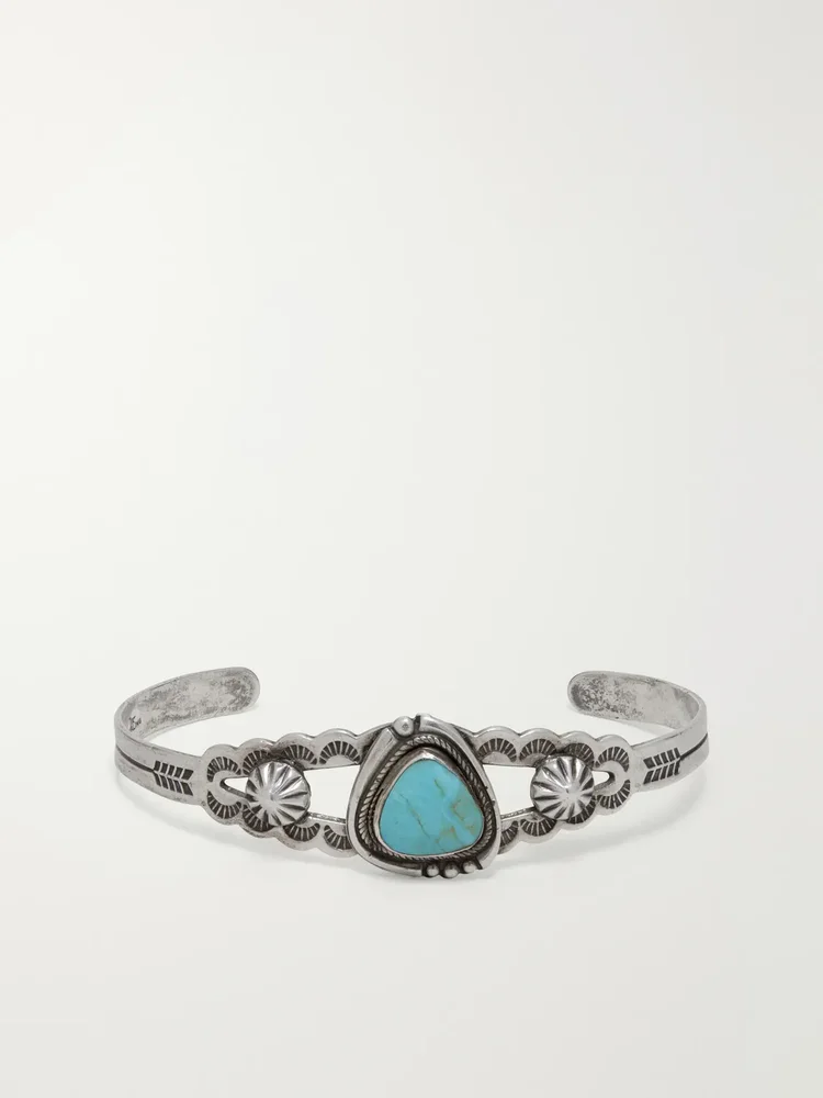 Vintage 1960s Sterling Silver Turquoise Bracelet