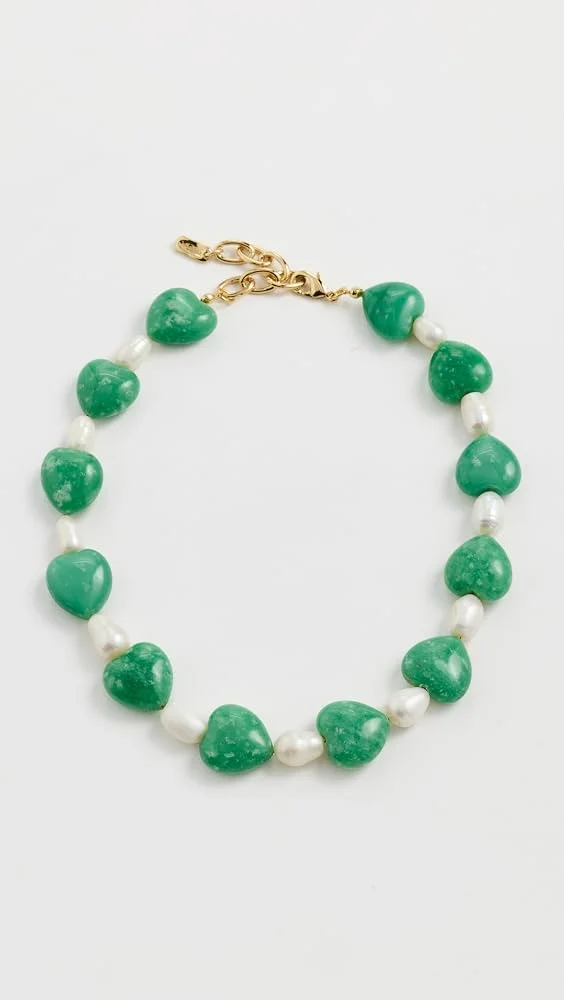 Aqua Heart Stone Necklace