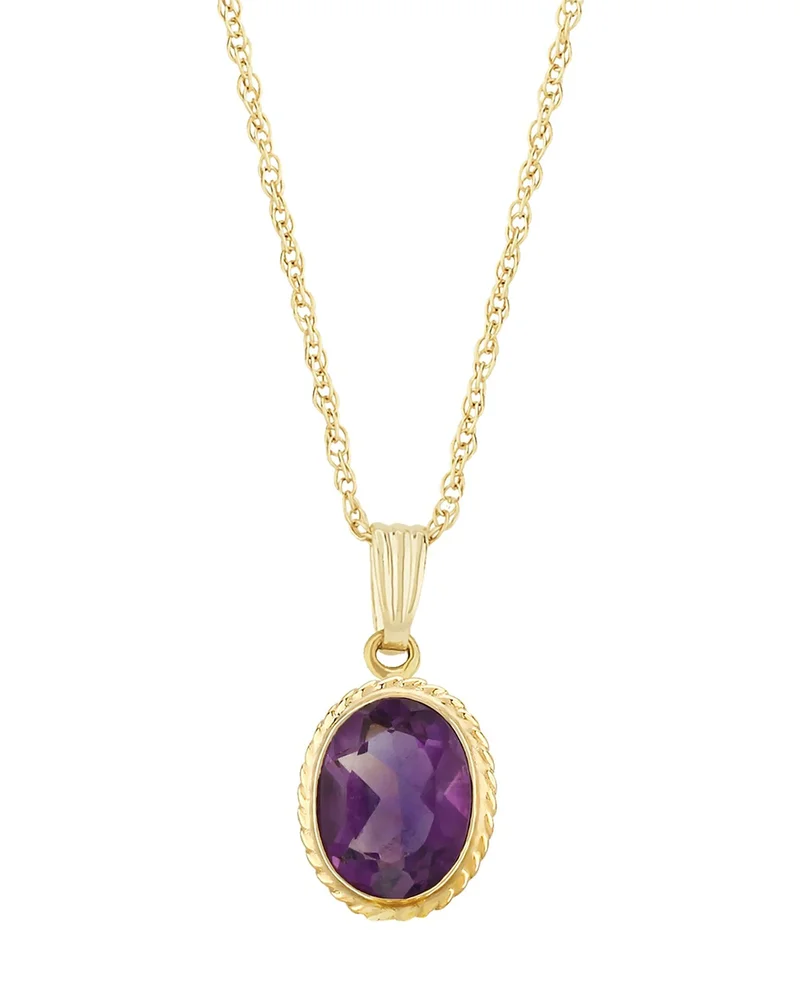 Gemstone Faceted Oval Pendant Necklace in 14K Yellow Gold, 18"