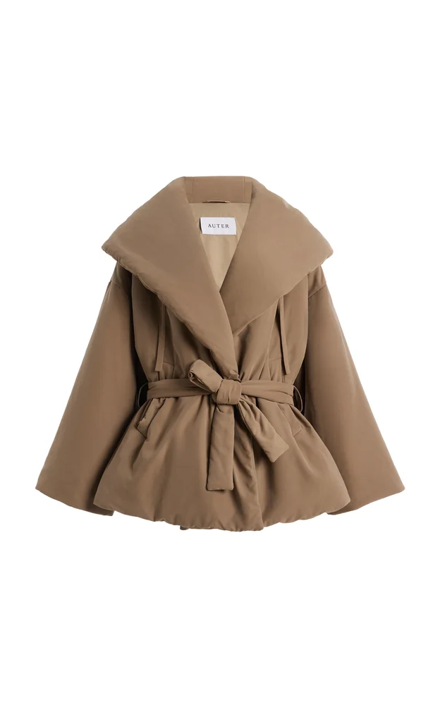 Brushed Hooded Twill Puffer Jacket