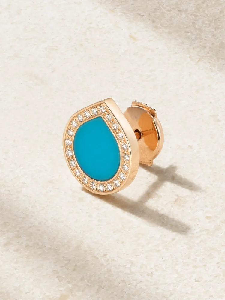 Antifer 18-karat rose gold, turquoise and diamond single earring