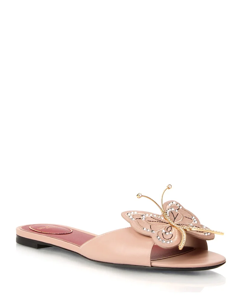Flutterby Embellished Leather Slide Sandals