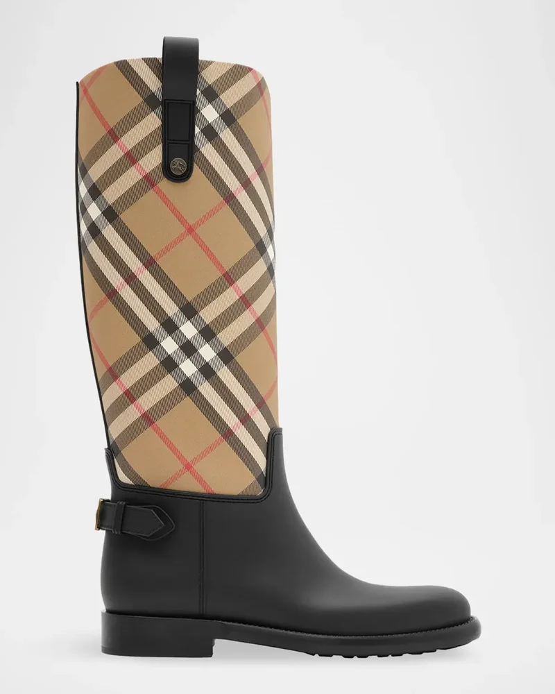 Cavalier Rubber Burberry Check Knee-High Rain Boots