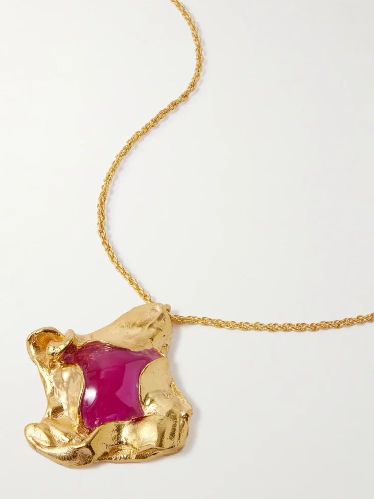 Gold-plated and resin necklace