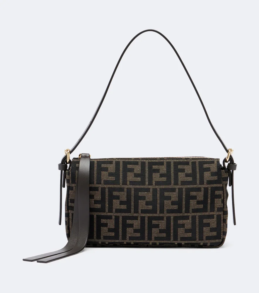 Zip Top Small FF jacquard canvas shoulder bag