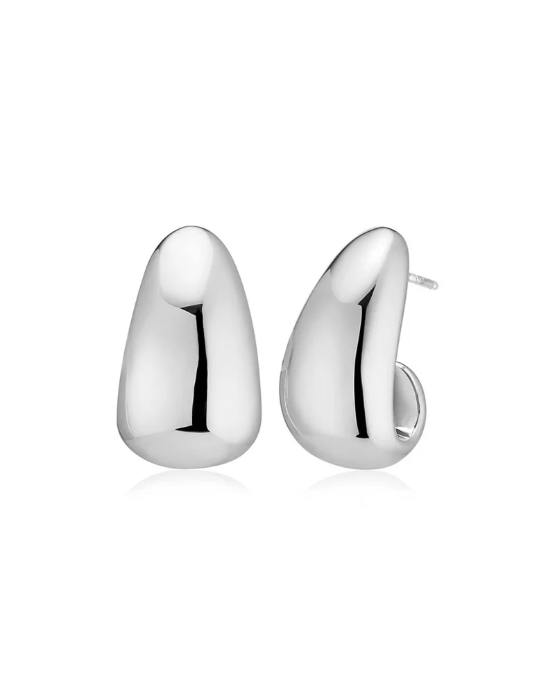Sterling Silver Contour Drop Earrings