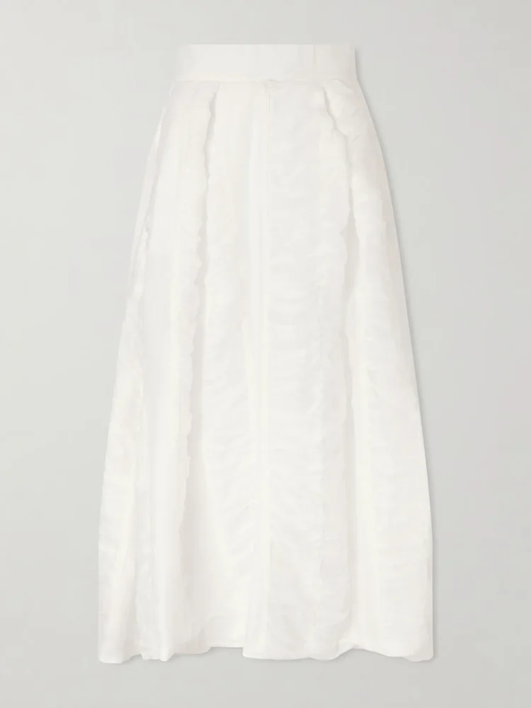 Wynona ruched cotton-gauze midi skirt